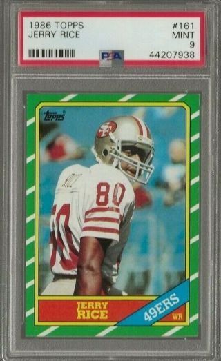 1986 Topps Jerry Rice Rc 161 San Francisco 49ers Rookie Psa 9