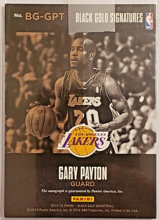 Gary Payton Lakers 2015 - 16 Panini Black Gold Signatures Auto BG - GPT 51/75 2
