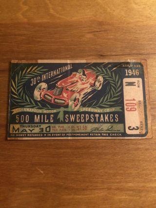 1946 Indianapolis/indy 500 Ticket Stub