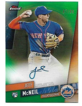 Jeff Mcneil 2019 Topps Finest Green Refractor Rookie Rc On Card Auto 
