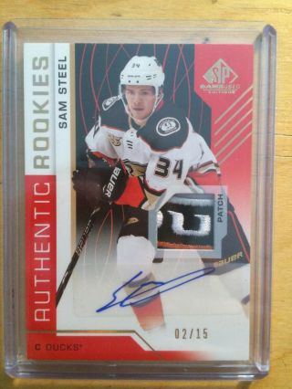 2018 - 19 Ud Sp Game - Authentic Rookies Patch/auto,  Sam Steel Rc 02/15 Anaheim