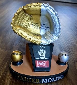 St Louis Cardinals Yadier Molina Gold Platinum Glove Award Sga