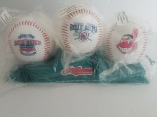 Cleveland Indians Chief Wahoo Baseballs (3) Total Inaugural Season Jacobs Field