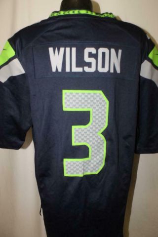 Authentic Nike Seattle Seahawks Mens Large Football Jersey 3 Wilson