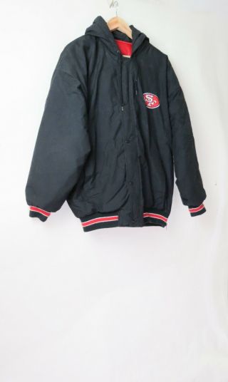 Vintage 49ers Starter Black Hooded Jacket L
