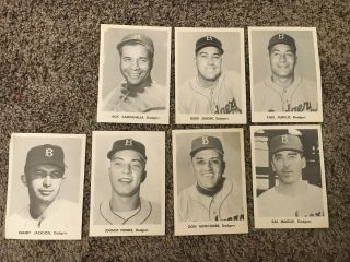Vintage 1957 Jay Publishing Brooklyn Dodgers Set Of 7 Photos Campy Duke Newk,