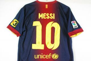 Lionel Messi Fc Barcelona Soccer Jersey Mens Medium Striped Qatar Nike Blue
