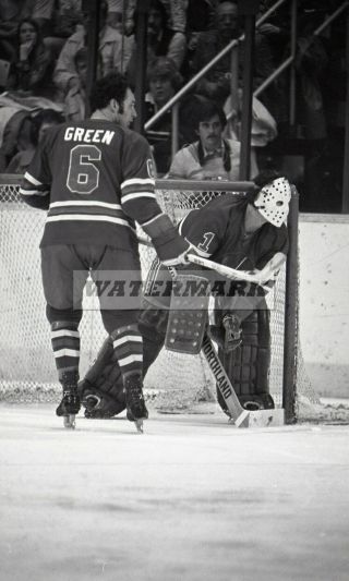 Joe Daley Ted Green Winnipeg Jets 35mm Negative Vintage Goalie Feb 26 1977 S5