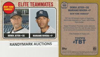 Derek Jeter Mariano Rivera Yankees Topps 2019 Throwback Teammates Tbt 169 Sp 851