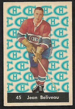1961 - 62 Parkhurst Nhl Hockey 45 Jean Beliveau,  Montreal Canadiens