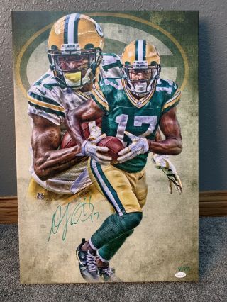 Green Bay Packers Davante Adams 16x24” Signed Canvas Jsa Witnessed