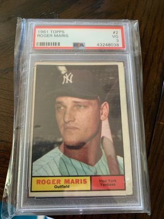1961 Topps 2 Roger Maris York Yankees Psa 3 Vg