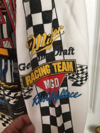 Vintage 80s 90s Rusty Wallace Sweatshirt NASCAR Racing All Over print Size XL 2
