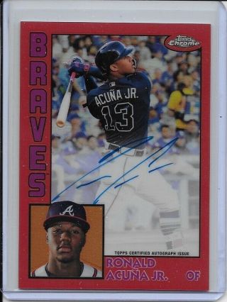 Ronald Acuna 2019 Topps Chrome 1984 Auto Red Refractor 4/5 Autograph Refractor
