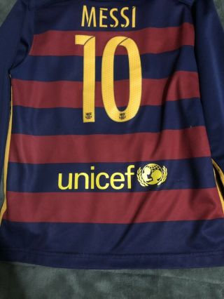 Nike Boy’s Dri - Fit Lionel Messi 10 FC Barcelona Soccer Jersey Size YOUTH M 3