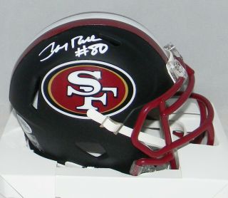 Jerry Rice Autographed San Francisco 49ers Black Speed Mini Helmet Beckett
