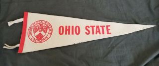 Vintage 1940s Ohio State University Felt Banner Pennant Flag Red & Gray 28 In.