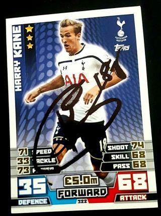 Harry Kane Tottenham Signed Match Attax 2014 Card