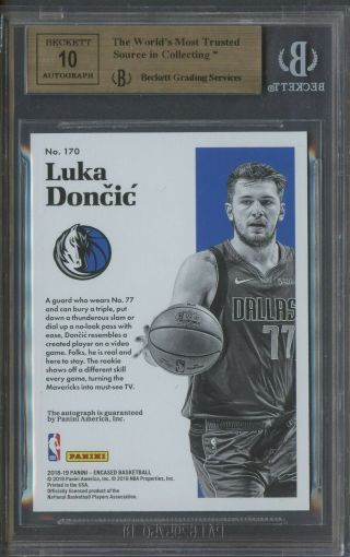 2018 - 19 Panini Encased Red 170 Luka Doncic RC Rookie AUTO 1/25 BGS 9.  5 2