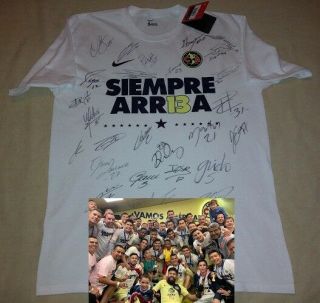 2018 Club America Champion Liga Team Hand Autographed Signed Se T - Shirt Mexico