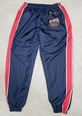Vintage Champion Usa Olympics Athletic Pants Windbreaker Size Xl 40 - 42