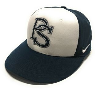 Nike Penn State Baseball Team Issued Navy Blue & White Fitted Cap Hat Size 7 3/8