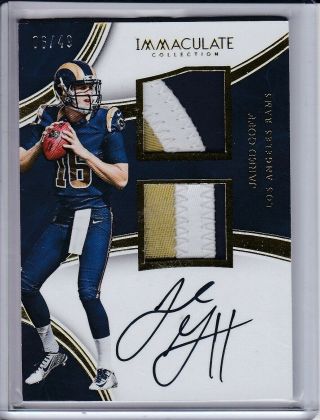 2016 Immaculate Auto Dual 3 Color Patch Jersey Jared Goff 6/49 Rookie Rc