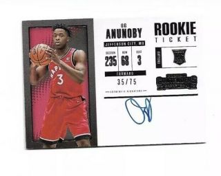 2017 - 18 Panini Contenders Variation Sp Og Anunoby Auto Rookie Rc /75 Raptor Rare