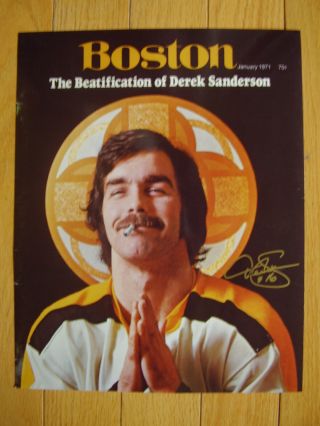 Boston Bruins Derek Sanderson Autographed Boston Mag 11x14 W/sportsworld