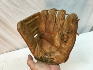 Vintage 1940s Rawlings Dw15 Official Soft Ball Mitt Glove Made In The Usa