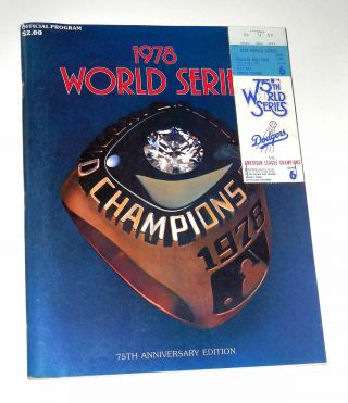 1978 World Series Dodgers Vs.  Yankees Game 6 Ticket Stub With Official Program