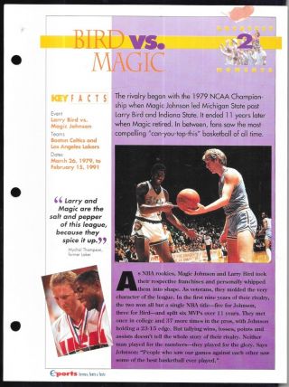 1994 Bird & Magic Rivalry Greatest Moments Sports Heroes Feats & Facts.
