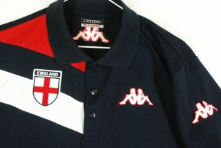 Vintage Kappa England World Cup Soccer Jersey Polo Shirt Mens Large Blue
