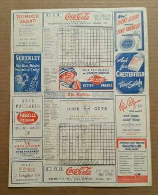 Washington Senators vs Detroit Tigers,  Baseball Program,  1945 2