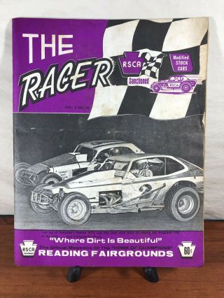 Vintage 1974 The Racer Reading Fairgrounds Reading Pa.  Old Racing Program No.  33