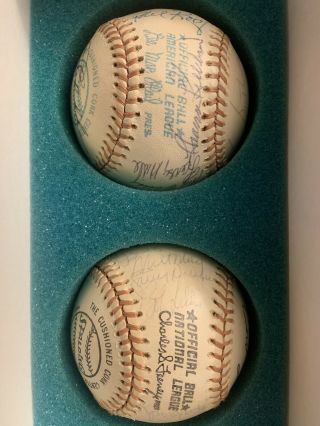 1974 All Star Game Team Signed Baseballs Al Signed Ball And A Nl Signed Ball.