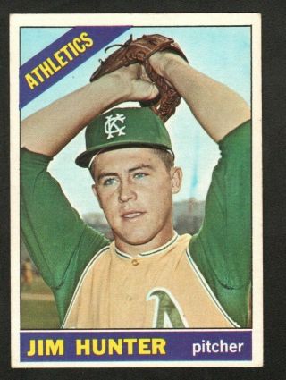 Jim Catfish Hunter 1966 Topps Card 36 Ex,  Kansas City A 
