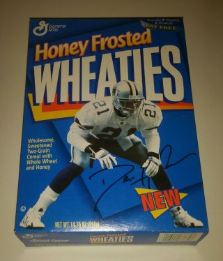 Honey Frosted Wheaties Cereal Box Deion Sanders With Signature Dallas Cowboys