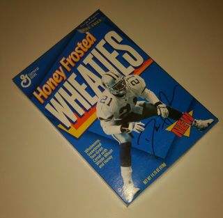Honey Frosted Wheaties Cereal Box Deion Sanders with Signature Dallas Cowboys 4