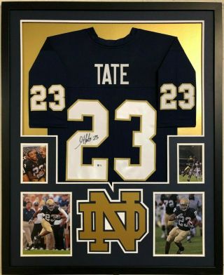 Framed Notre Dame Golden Tate Autographed Signed Jersey Beckett