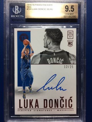 Luka Doncic 2018 - 19 Panini Encased Red Scripted Rookie Auto Bgs 9.  5/10 D 12/25