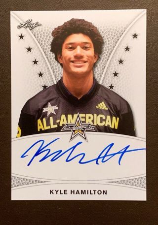 Kyle Hamilton Notre Dame Football 2019 Leaf All - American Tour Autograph Rc