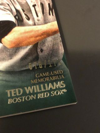 TED WILLIAMS 2019 TOPPS TIER ONE 78/175 GAME BAT LEGENDS GU RELIC RED SOX 3