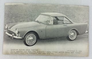 1960’s Sunbeam Alpine Gran Turismo Vintage Car Postcard