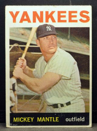 1964 Topps 50 Mickey Mantle York Yankees Vg To Vg - Ex