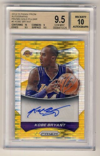 Kobe Bryant 2014 - 15 Panini Prizm Gold Pulsar Autograph Auto Card 08/10 - Bgs 9.  5