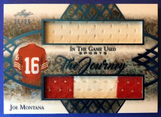 Joe Montana 2019 Leaf Itg Game Patch 25/25 1/1 Dual Journey Blue 49ers