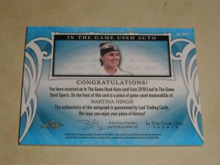 2019 Leaf In The Game Auto Jersey Martina Hingis 15/35 2