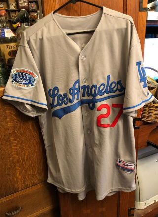 Los Angeles Dodgers Matt Kemp 27 Majestic Cool Base Jersey Gray 48 1955 Patch