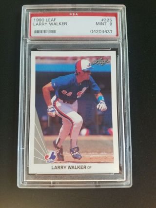 1990 Leaf Psa Graded 9 Larry Walker Montreal Expos Mlb 325 Rare